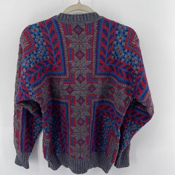 Vintage Crossings wool blend fair isle grandpa crewneck sweater sz M - Picture 7 of 7
